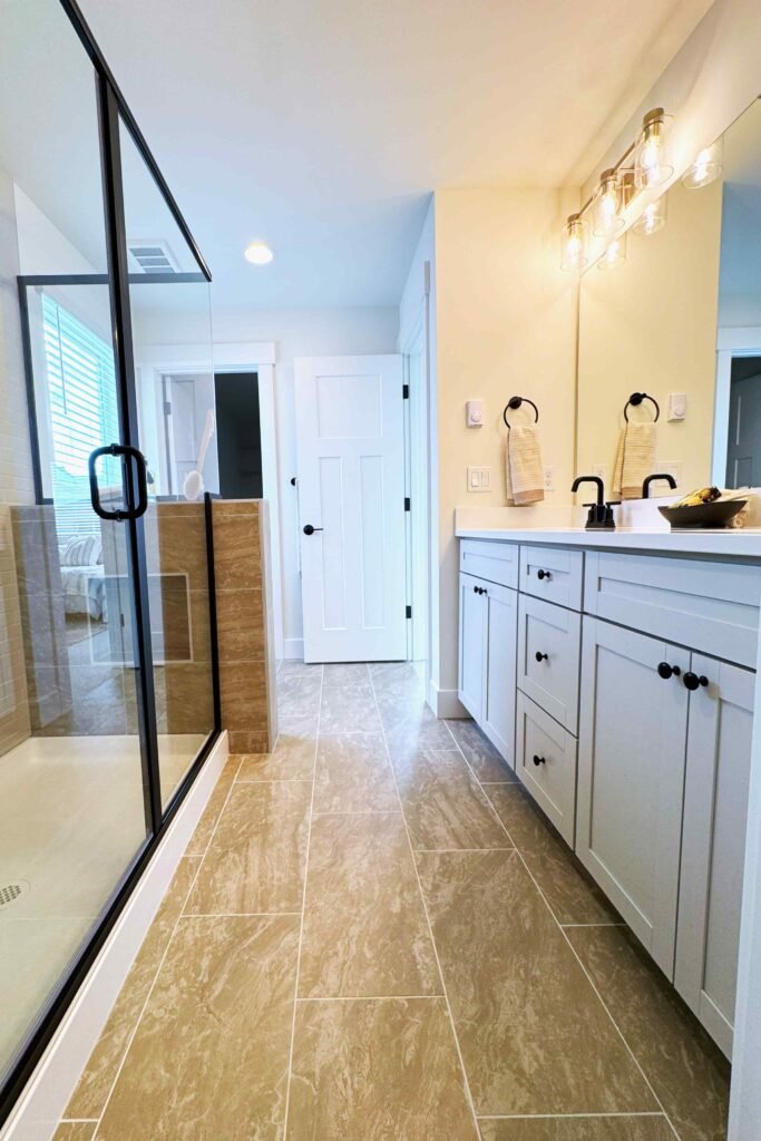 Fully renovated bathroom with a modern design. Done by NickR Bathroom remodeling in Seattle